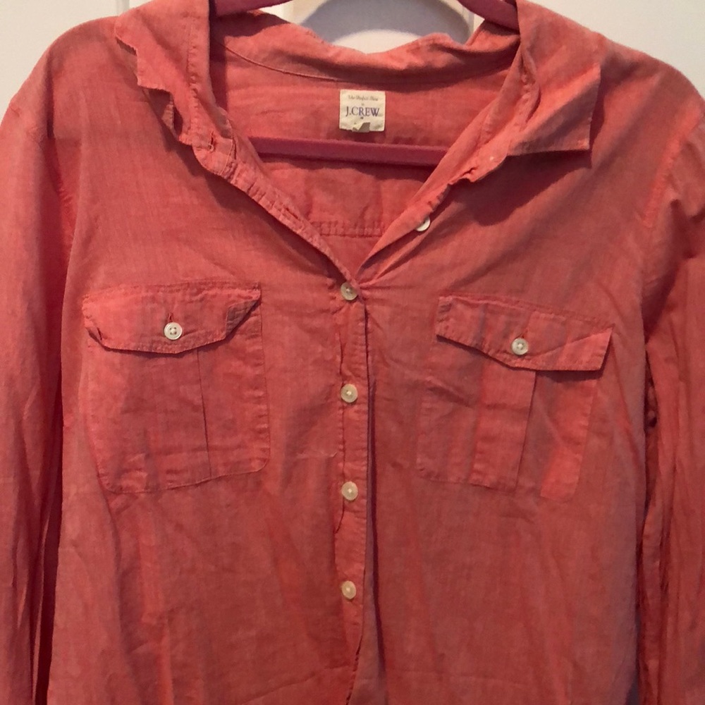 Salmon Red J Crew Button Shirt